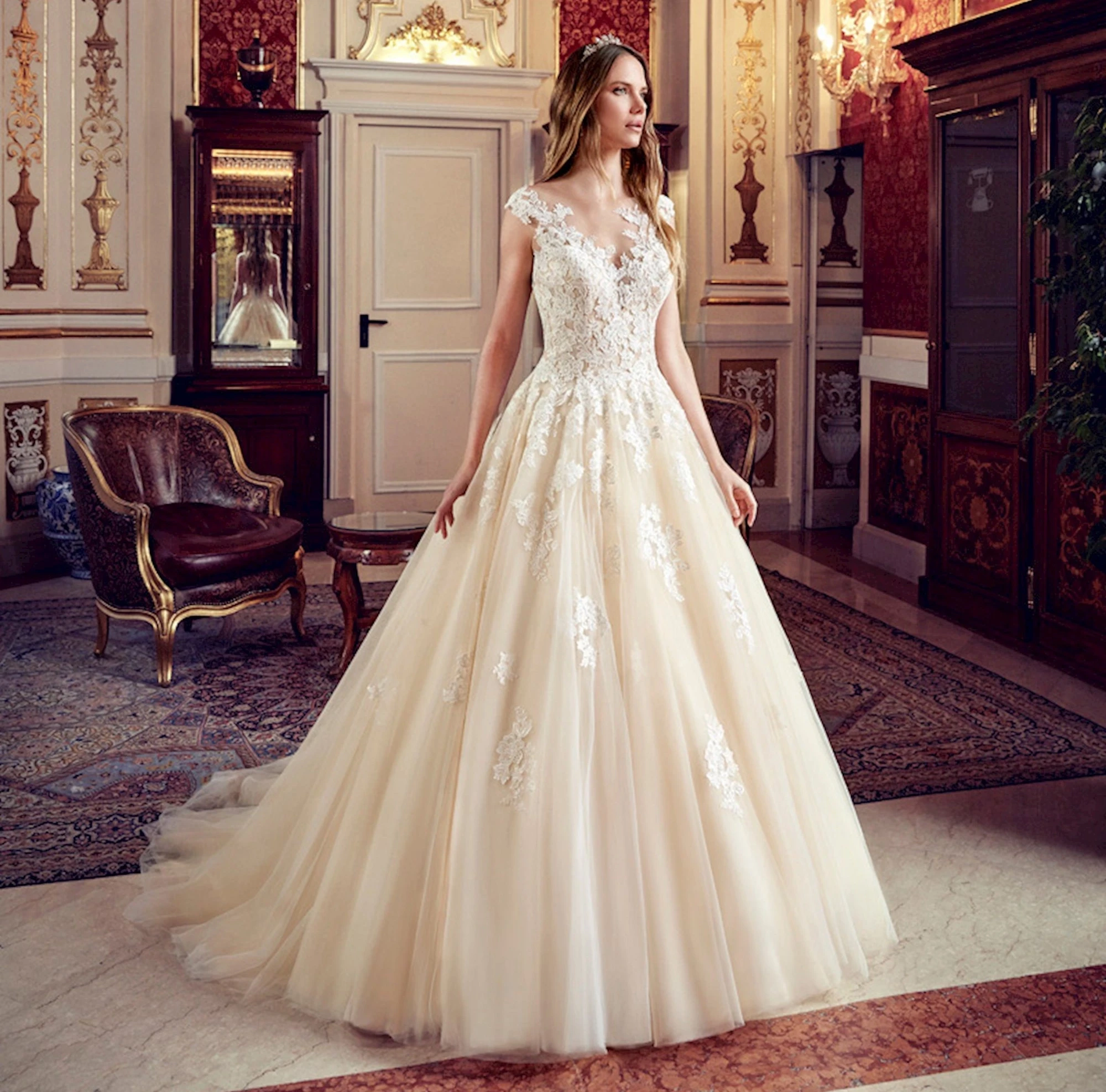 Model wearing a Ball Gown Style Dress