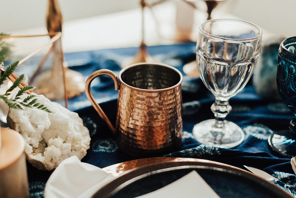 copper mug moscow mule wedding detail